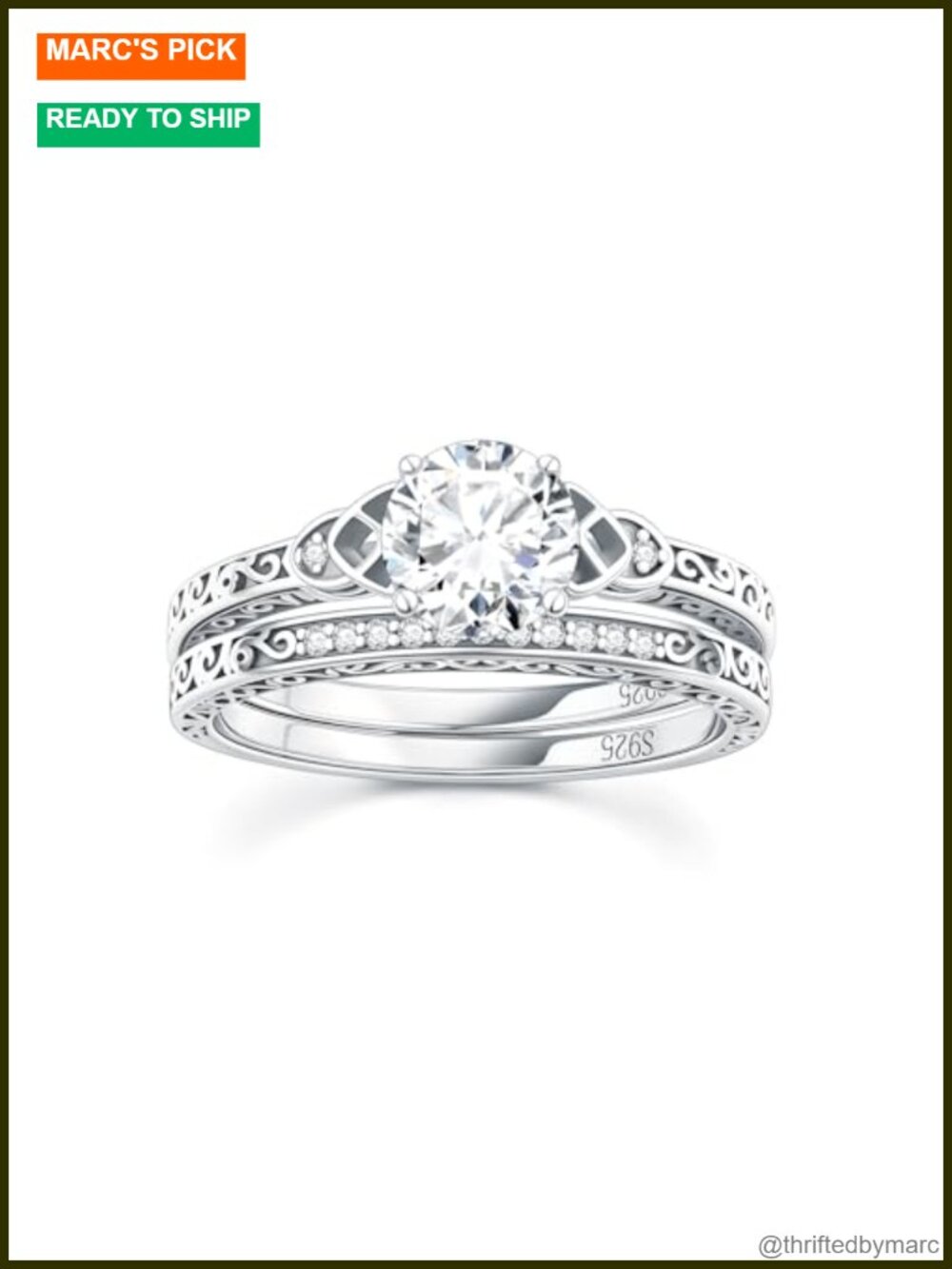Moissanite Bridal Ring Set S925 Sterling Silver Halo Wedding Rings Her